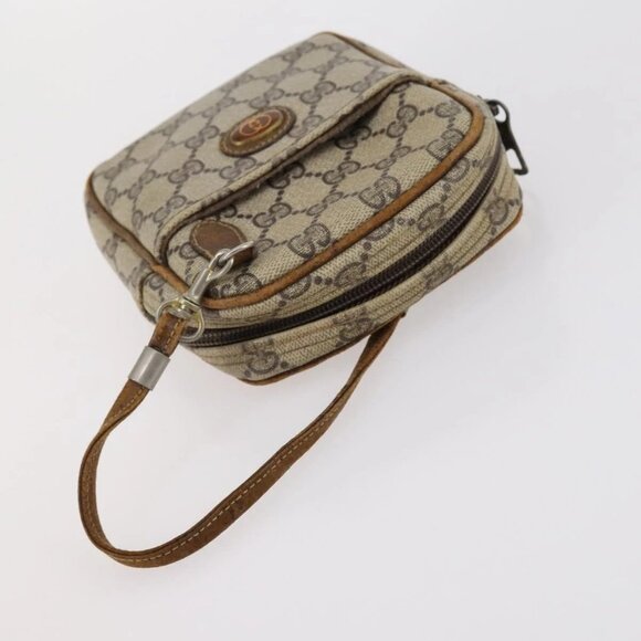 GUCCI GG Canvas Supreme Bamboo Bag Nylon PVC 3 Set Beige Black Auth - Picture 10 of 16